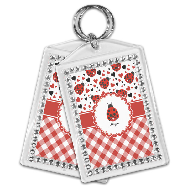 Ladybugs & Gingham Bling Keychain - MAIN