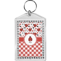 Ladybugs & Gingham Bling Keychain (Personalized)