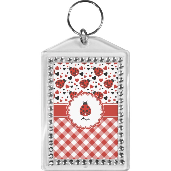 Custom Ladybugs & Gingham Bling Keychain (Personalized)