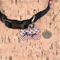 Ladybugs & Gingham Bone Shaped Dog ID Tag - Small - In Context