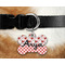 Ladybugs & Gingham Bone Shaped Dog Tag on Collar & Dog