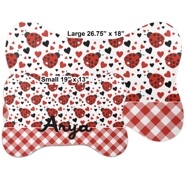 Ladybugs & Gingham Bone Shaped Mat Comparison