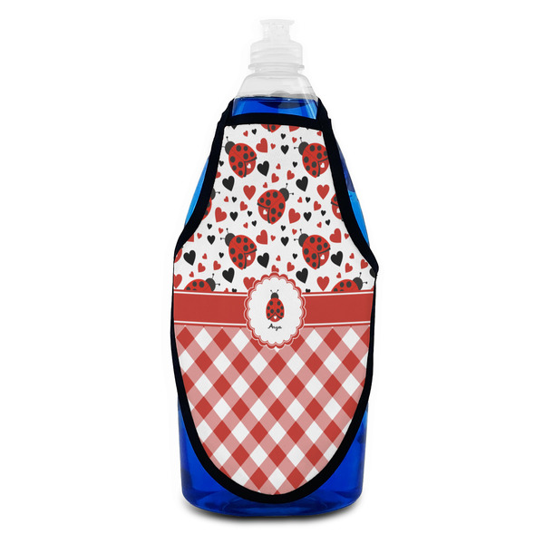 Ladybugs & Gingham Bottle Apron - Soap - FRONT
