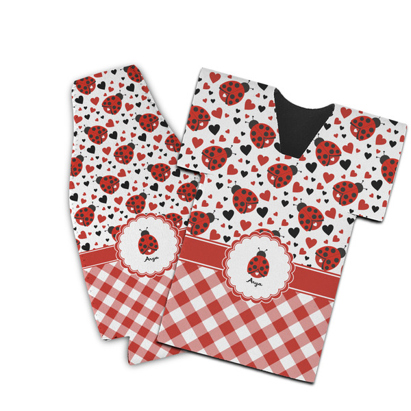 Custom Ladybugs & Gingham Bottle Cooler (Personalized)