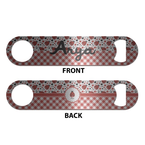 Ladybugs & Gingham Bottle Opener - Front & Back