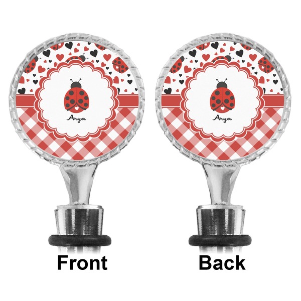 Ladybugs & Gingham Bottle Stopper - Front and Back