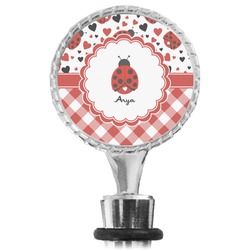 Ladybugs & Gingham Wine Bottle Stopper (Personalized)