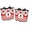 Ladybugs & Gingham Bucket Totes w/ Genuine Leather Trim - Regular - Front and Back - Apvl