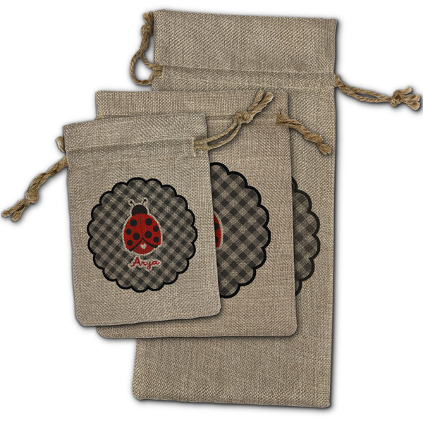 Ladybugs & Gingham Burlap Gift Bags - (PARENT MAIN) All Three