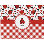 Ladybugs & Gingham Woven Fabric Placemat - Twill w/ Name or Text