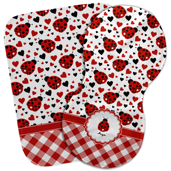 Custom Ladybugs & Gingham Burp Cloth (Personalized)