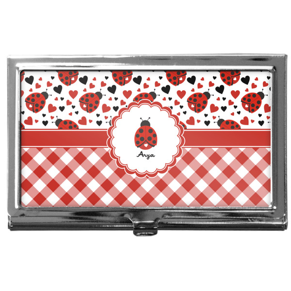 Custom Ladybugs & Gingham Business Card Case
