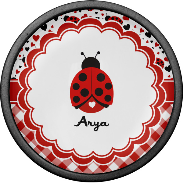Ladybugs & Gingham Cabinet Knob - Black - Front