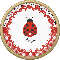 Ladybugs & Gingham Cabinet Knob - Gold (Personalized)