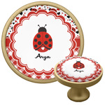 Ladybugs & Gingham Cabinet Knob - Gold (Personalized)