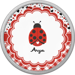 Ladybugs & Gingham Cabinet Knob (Silver) (Personalized)