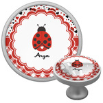 Ladybugs & Gingham Cabinet Knob (Silver) (Personalized)