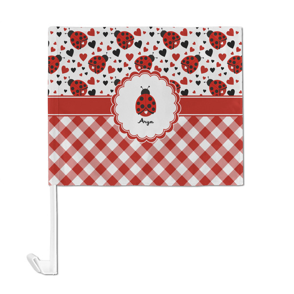 Ladybugs & Gingham Car Flag - Large - FRONT