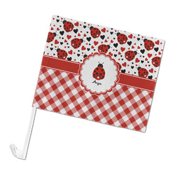 Ladybugs & Gingham Car Flag - Large (Personalized)