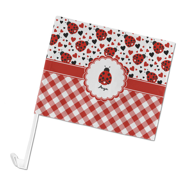 Custom Ladybugs & Gingham Car Flag (Personalized)
