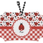 Ladybugs & Gingham Rear View Mirror Ornament (Personalized)