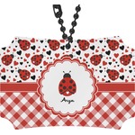 Ladybugs & Gingham Rear View Mirror Ornament (Personalized)
