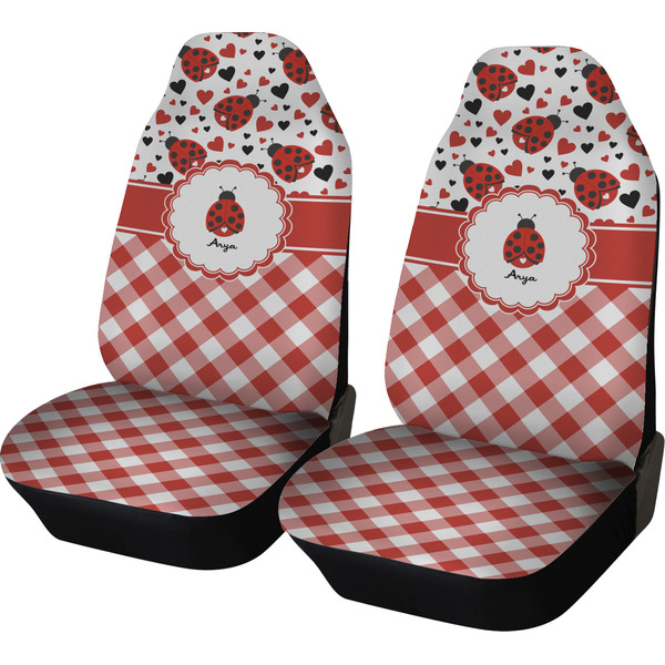 Custom Ladybugs & Gingham Car Seat Covers (Set of Two) (Personalized)