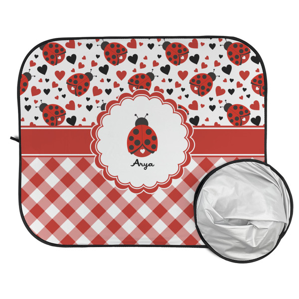 Ladybugs & Gingham Car Sun Shades - FOLDED & UNFOLDED
