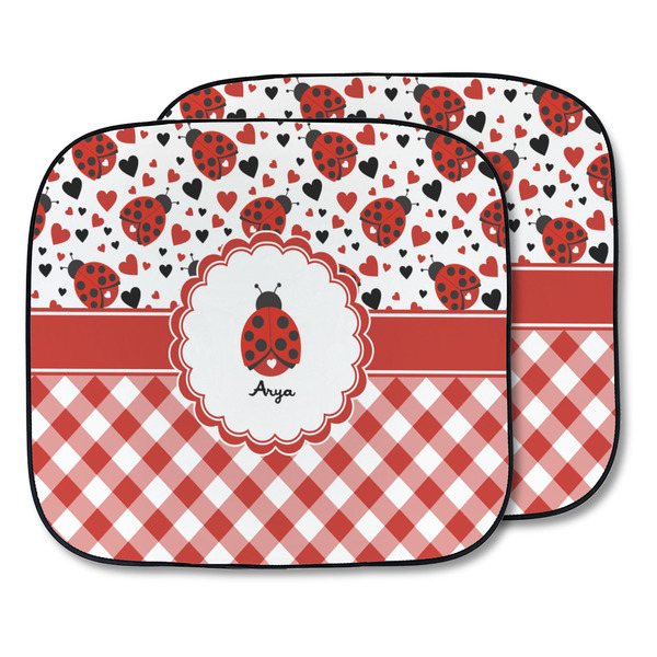 Custom Ladybugs & Gingham Car Sun Shade - Two Piece (Personalized)