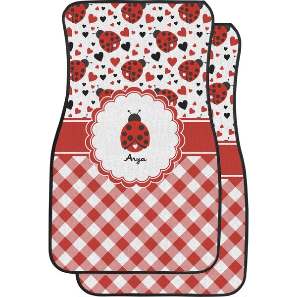 Ladybugs & Gingham Custom Car Floor Mats (Front Seat)