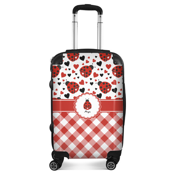Custom Ladybugs & Gingham Suitcase - 20" Carry On (Personalized)