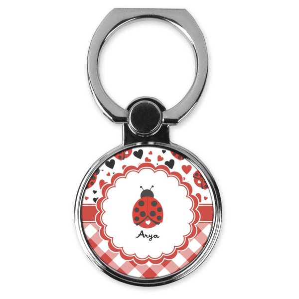 Custom Ladybugs & Gingham Cell Phone Ring Stand & Holder (Personalized)