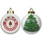 Ladybugs & Gingham Ceramic Christmas Ornament - X-Mas Tree (APPROVAL)