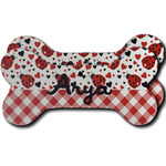 Ladybugs & Gingham Ceramic Dog Ornament - Front & Back w/ Name or Text