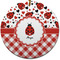 Ladybugs & Gingham Ceramic Flat Ornament - Circle (Front)