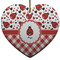 Ladybugs & Gingham Ceramic Flat Ornament - Heart (Front)