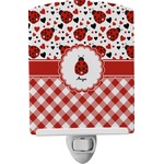 Ladybugs & Gingham Ceramic Night Light (Personalized)