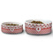 Ladybugs & Gingham Ceramic Dog Bowls - Size Comparison