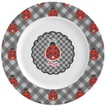 Ladybugs & Gingham Ceramic Dinner Plates (Set of 4) (Personalized)
