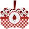 Ladybugs & Gingham Metal Frame Ornament - Double Sided w/ Name or Text