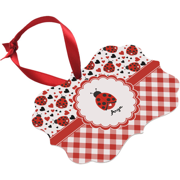 Ladybugs & Gingham Christmas Ornament