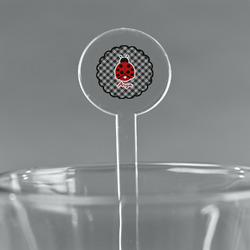 Ladybugs & Gingham 7" Round Plastic Stir Sticks - Clear (Personalized)