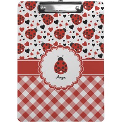 Ladybugs & Gingham Clipboard (Letter Size) (Personalized)