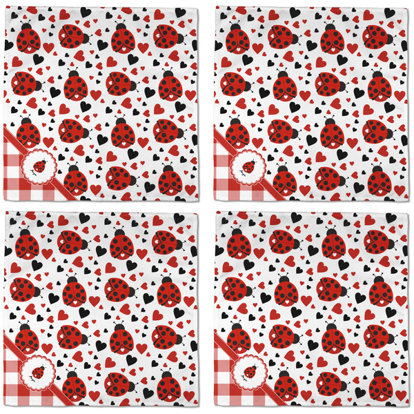 Ladybugs & Gingham Cloth Napkins - Personalized Dinner (APPROVAL) Set of 4