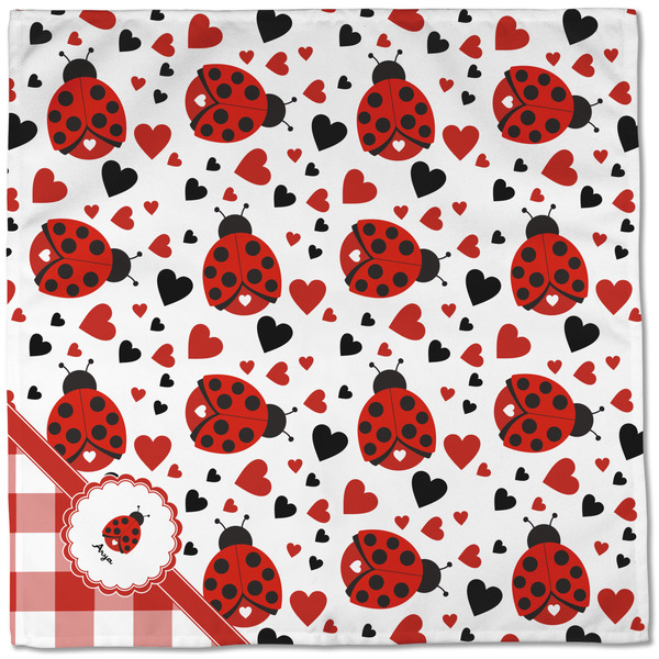 Ladybugs & Gingham Cloth Napkins - Personalized Dinner (Full Open)