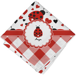 Ladybugs & Gingham Cloth Cocktail Napkin - Single w/ Name or Text