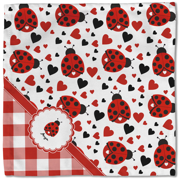Ladybugs & Gingham Cloth Napkins - Personalized Lunch (Single Full Open)