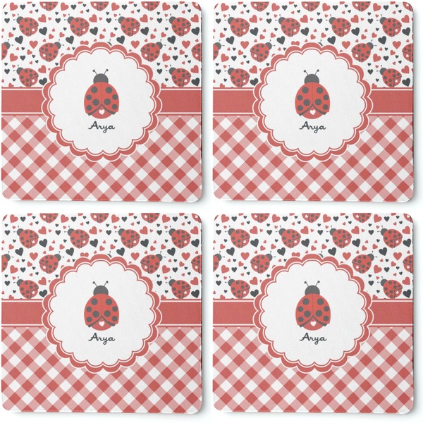Ladybugs & Gingham Coaster Rubber Back - Apvl