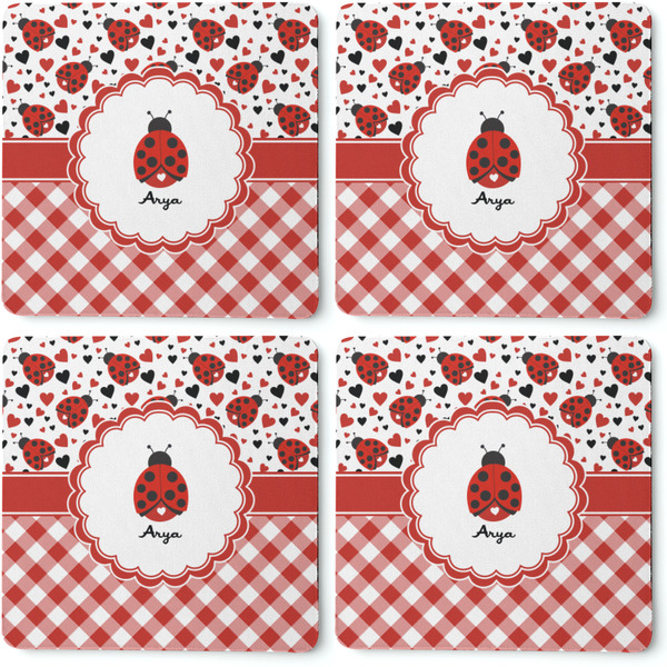 Ladybugs & Gingham Coaster Rubber Back - Apvl