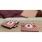 Ladybugs & Gingham Coaster Rubber Back - On Coffee Table